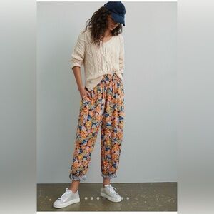 NWT Anthropologie Shari floral smocked harem pants SP